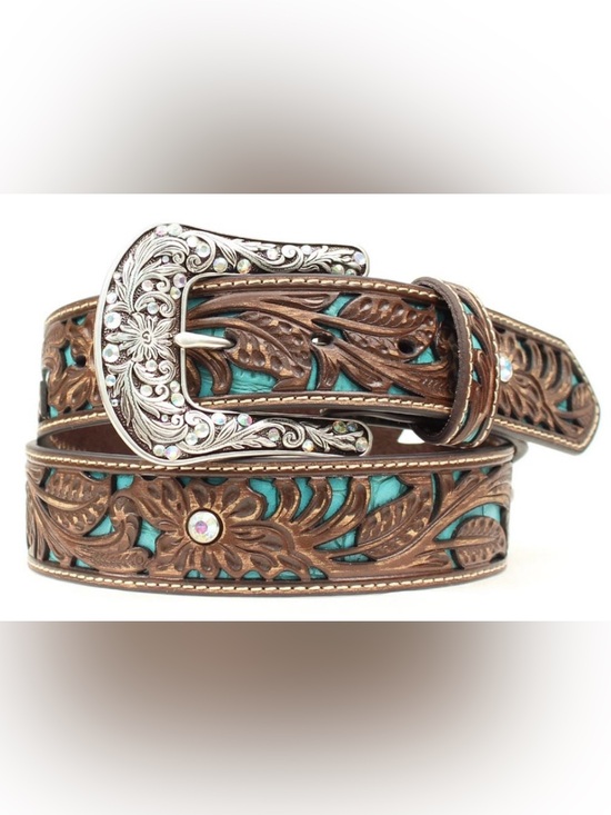 Accessories - Western Cowgirl Women’s Vegan Leather Rhinestone Cutout Belt Silver Buckle 2X
